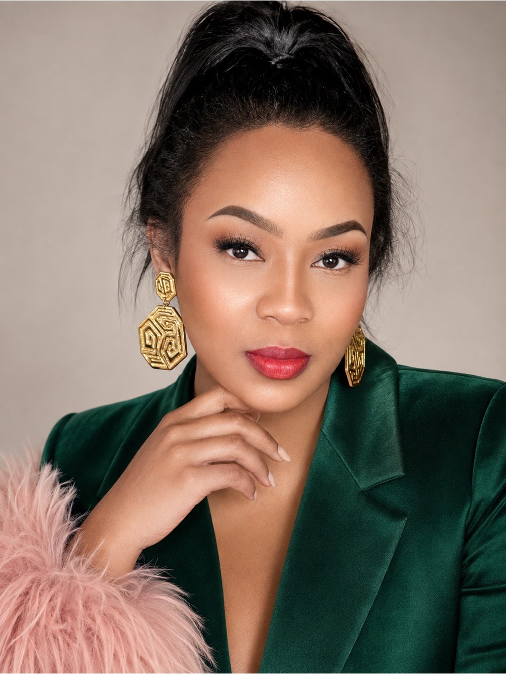 ✨ Bold Gold Tone Geometric Statement Drop Earrings Pierced✨